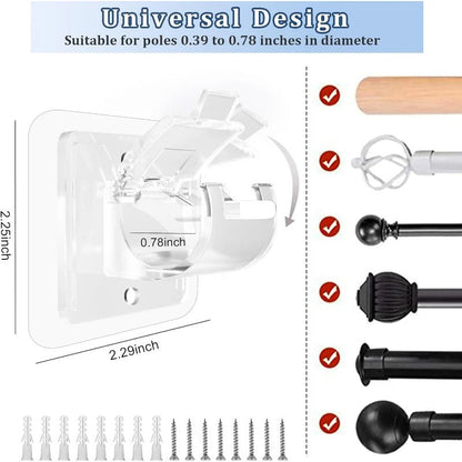 BowLift | Nail-Free Adjustable Curtain Rod Bracket Holders – Drill-Free & Wall-Safe