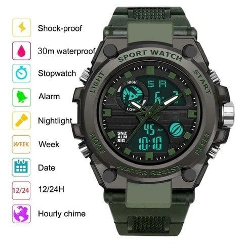 Karnz | Sporty Dual-Display Mode Multifunctional Waterproof Luminous Men's Wristwatch