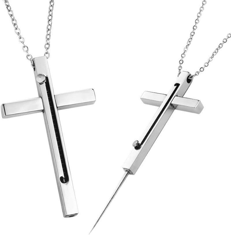 BowLift | Retractable Toothpick Necklace with Stainless Steel Cross Pendant