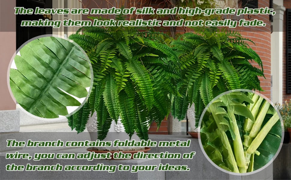 Skanto | UV-Resistant Lifelike Artificial Boston Fern – Perfect for Outdoor Decor