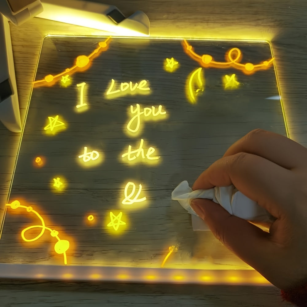 Skanto | USB LED Notepad with 12 Colored Pens - Light Message Board for Office & Home