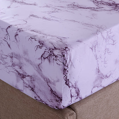 Skanto | 4-Piece Marble Brushed Sheet Set – Soft & Breathable Stone Pattern Bedding (1 Flat Sheet, 1 Fitted Sheet, 2 Pillowcases) for Bedroom & Guest Room