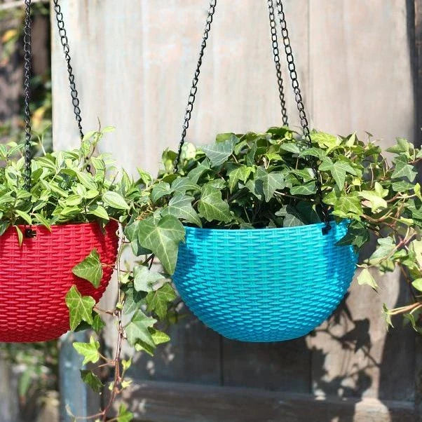 BowLift | Woven hanging basket for plants with chain – Ideal for balcony and garden