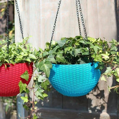BowLift | Woven hanging basket for plants with chain – Ideal for balcony and garden