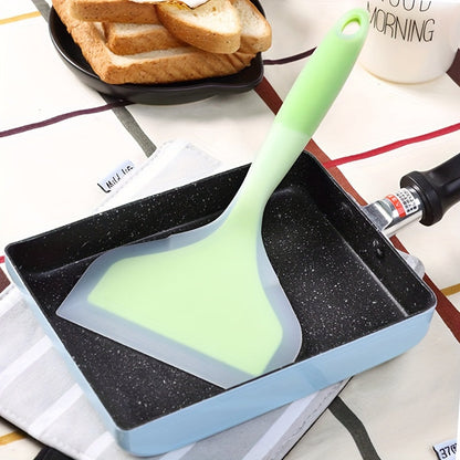 Skanto | Premium Tamagoyaki Silicone Spatula - Heat Resistant, Non-stick with Wide Ergonomic Grip - Ideal for Pizza, Frying, Grilling, Pancakes, Fluorescent Green, Eid Al-Adha Mubarak