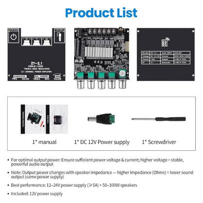 2.1 Channel Bluetooth Amplifier Board Bowlift