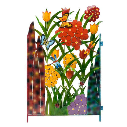 Colorful Metal Butterfly and Flowers Garden Privacy Screen | Brehn