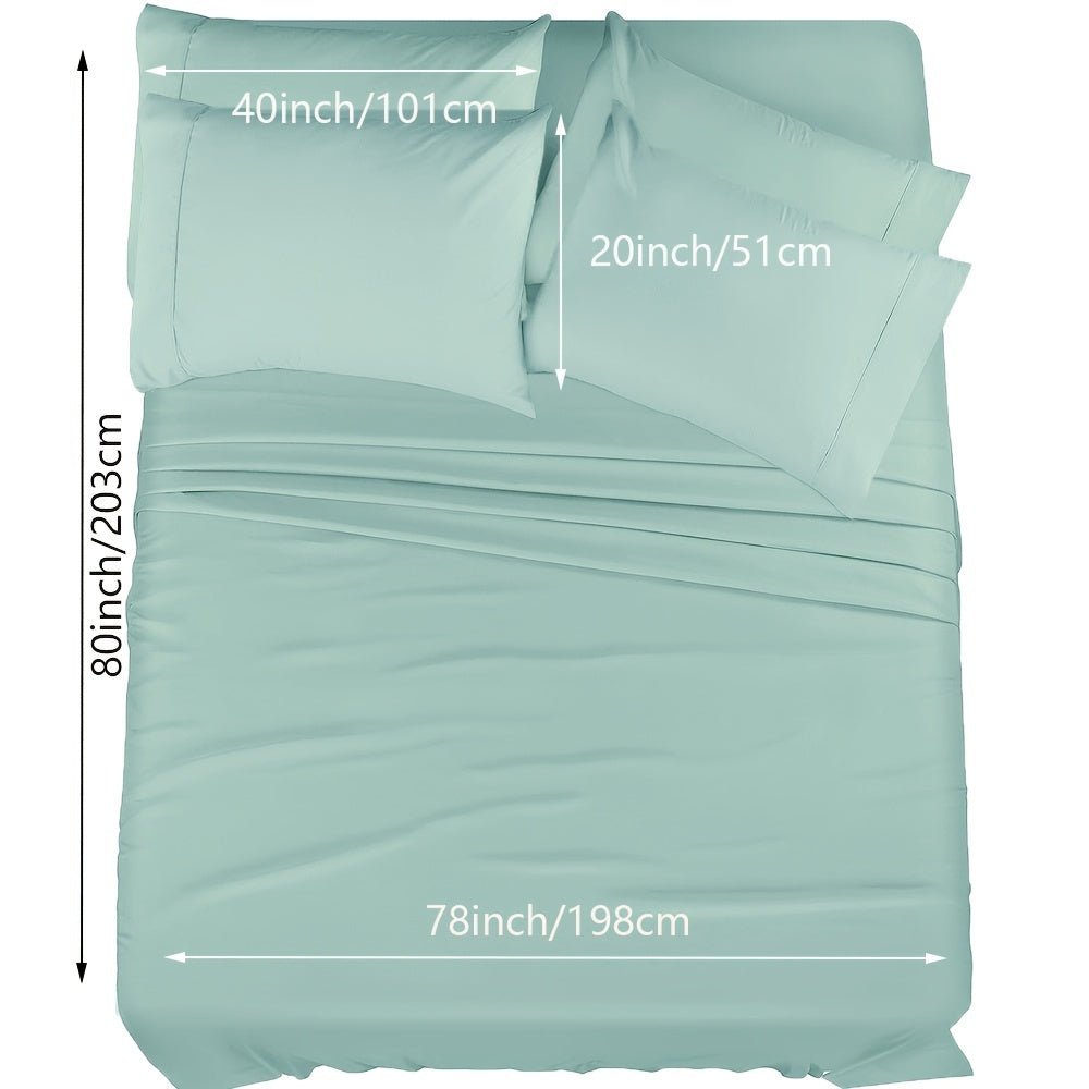 Skanto | 4/6 Pc Luxury Plush Fitted Sheet Set – Soft, Breathable, Color & Fade Resistant Bedding – Deep Pocket Flat Sheet, Fitted Sheet & 2/4 Pillowcases for Bedroom & Hotel Use