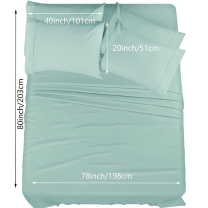 Skanto | 4/6 Pc Luxury Plush Fitted Sheet Set – Soft, Breathable, Color & Fade Resistant Bedding – Deep Pocket Flat Sheet, Fitted Sheet & 2/4 Pillowcases for Bedroom & Hotel Use