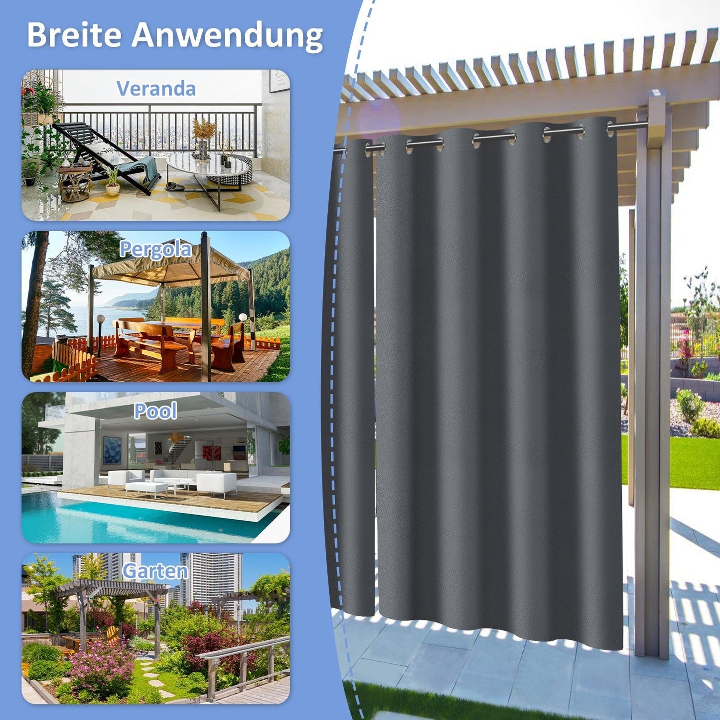 Outdoor Curtain Waterproof with Eyelets | Bowlift