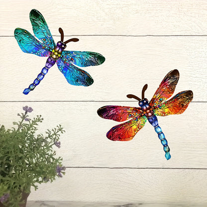 Skanto | 1/2 Pcs Lively Dragonfly Wall Art Made of Metal – Artistic Outdoor Decoration for Gardens, Homes, and Events – Durable, Versatile, and Eye-Catching – A Perfect Gift Idea for Any Occasion