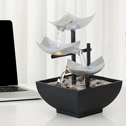Skanto | Glow LED Leaf Fountain – Modern Indoor Water Feature