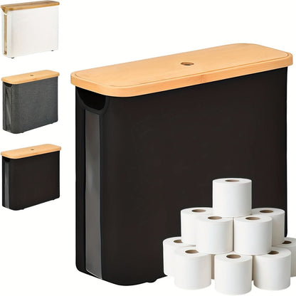 Skanto | Toilet Paper Holder with Lid Storage Basket for 12 Rolls
