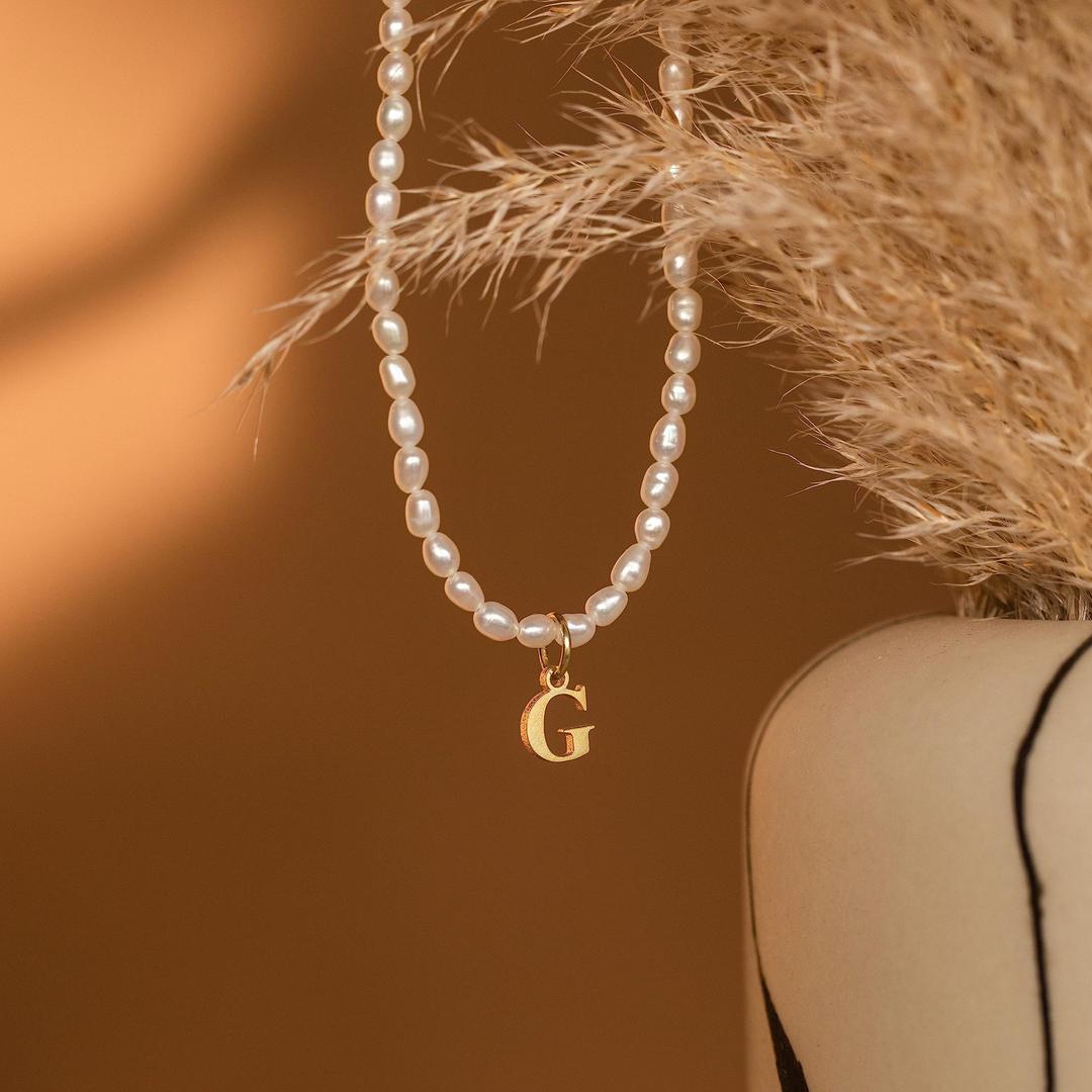 BowLift | Dainty Beaded Pearl Initial Necklace