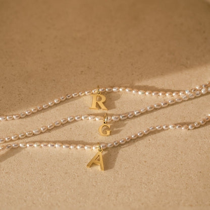 BowLift | Dainty Beaded Pearl Initial Necklace