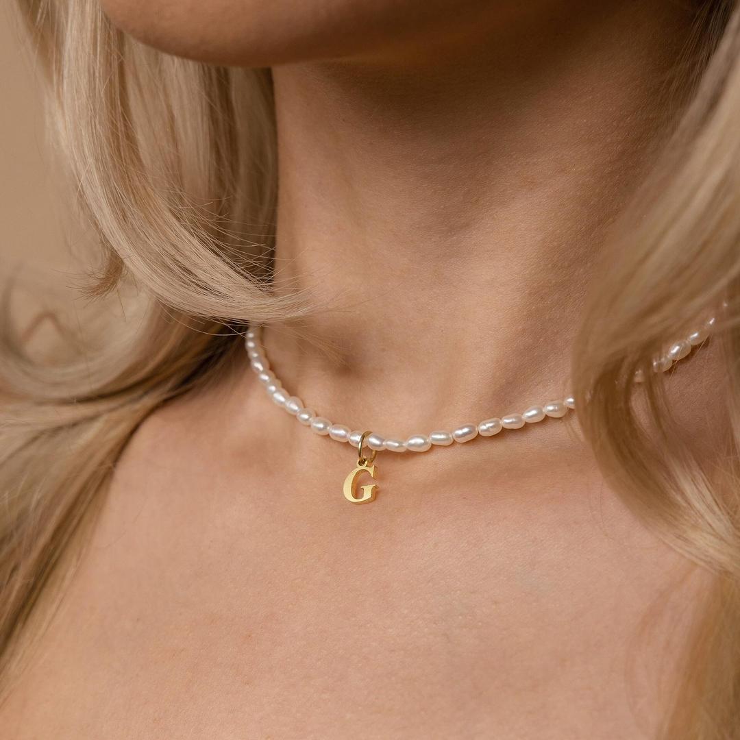 BowLift | Dainty Beaded Pearl Initial Necklace