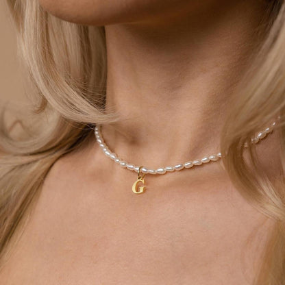 BowLift | Dainty Beaded Pearl Initial Necklace