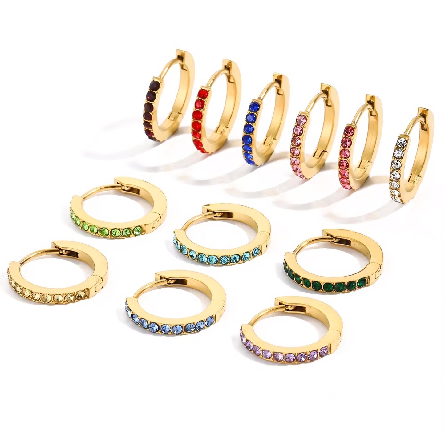 Skanto | Dainty Birthstone Hoop Huggie Earrings