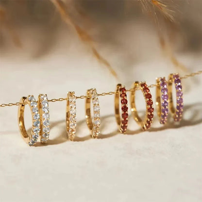 BowLift | Dainty Birthstone Hoop Huggie Earrings