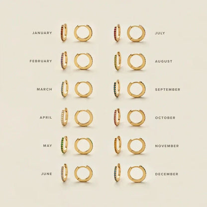 Skanto | Dainty Birthstone Hoop Huggie Earrings