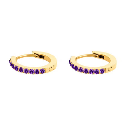 Skanto | Dainty Birthstone Hoop Huggie Earrings