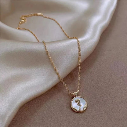 Skanto | Dainty Blanc Camellia Floral Necklace, Earrings, Ring Jewelry