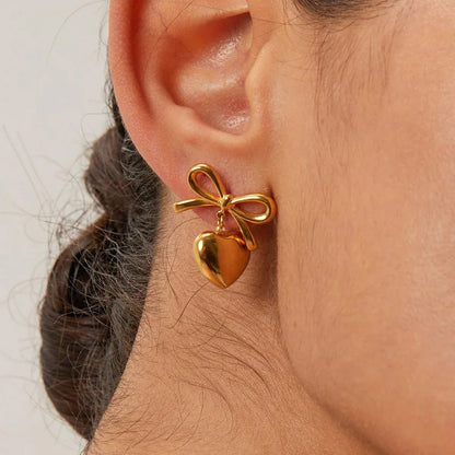 BowLift | Dainty Bow Heart Earrings