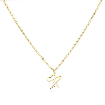 Skanto | Dainty Heart Letter Initial Necklace