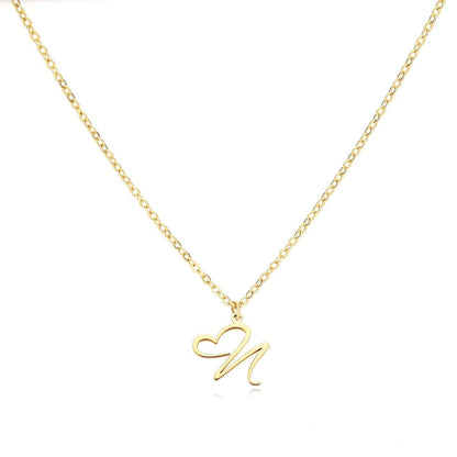 Skanto | Dainty Heart Letter Initial Necklace