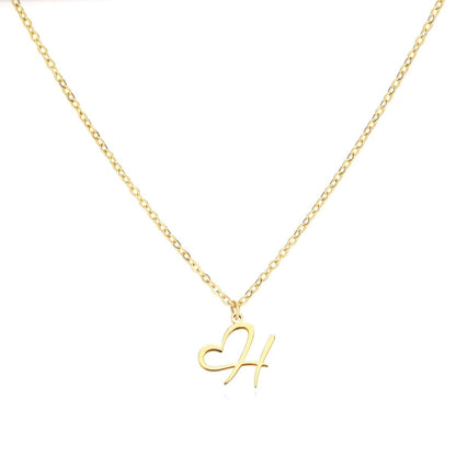 Skanto | Dainty Heart Letter Initial Necklace