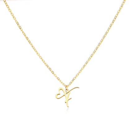 Skanto | Dainty Heart Letter Initial Necklace