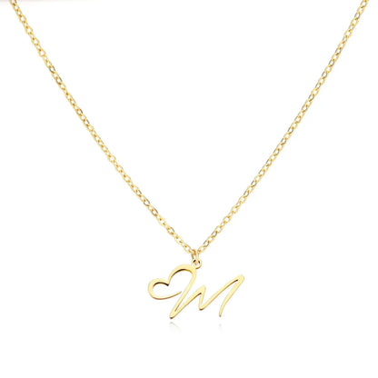 Skanto | Dainty Heart Letter Initial Necklace