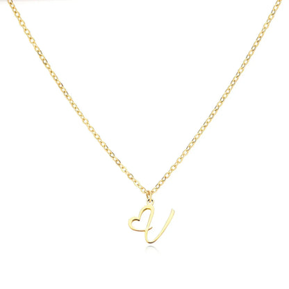 Skanto | Dainty Heart Letter Initial Necklace