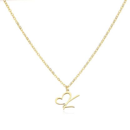 Skanto | Dainty Heart Letter Initial Necklace