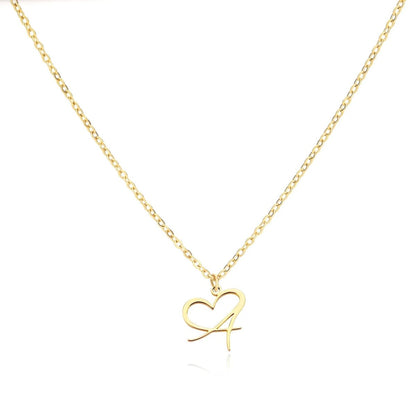 Skanto | Dainty Heart Letter Initial Necklace