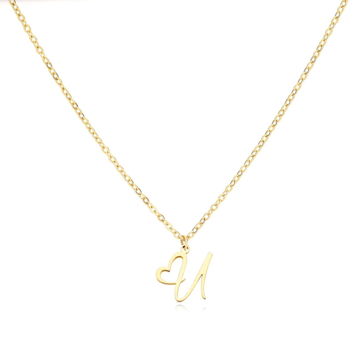 Skanto | Dainty Heart Letter Initial Necklace