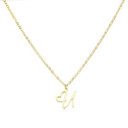 Skanto | Dainty Heart Letter Initial Necklace
