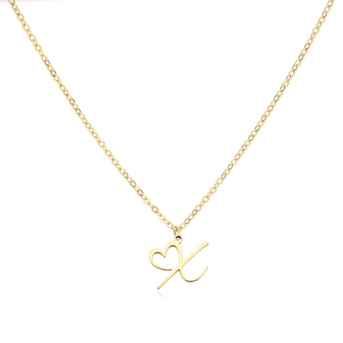 Skanto | Dainty Heart Letter Initial Necklace