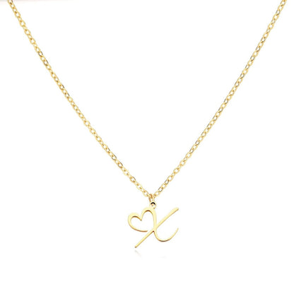 Skanto | Dainty Heart Letter Initial Necklace