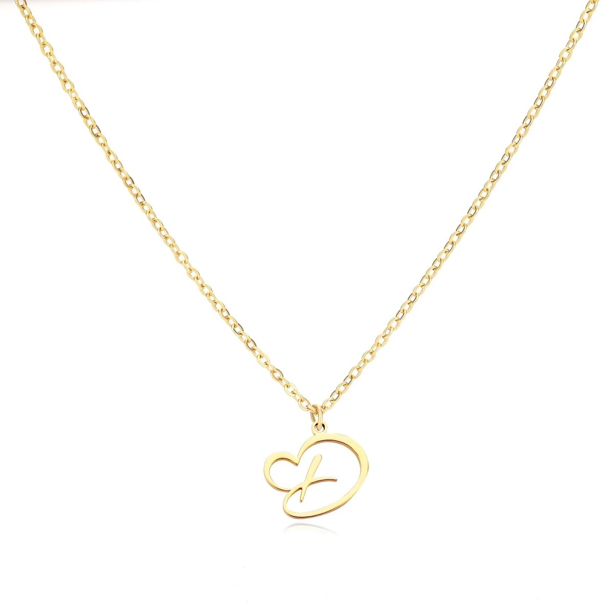 Skanto | Dainty Heart Letter Initial Necklace