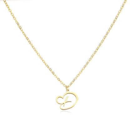 Skanto | Dainty Heart Letter Initial Necklace