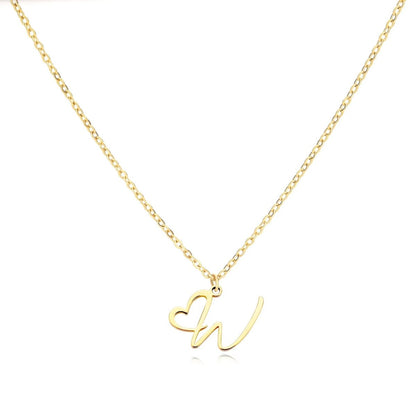 Skanto | Dainty Heart Letter Initial Necklace