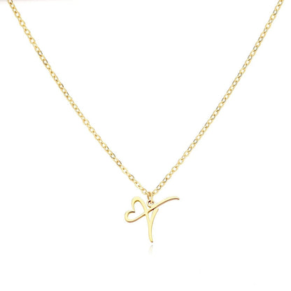 Skanto | Dainty Heart Letter Initial Necklace