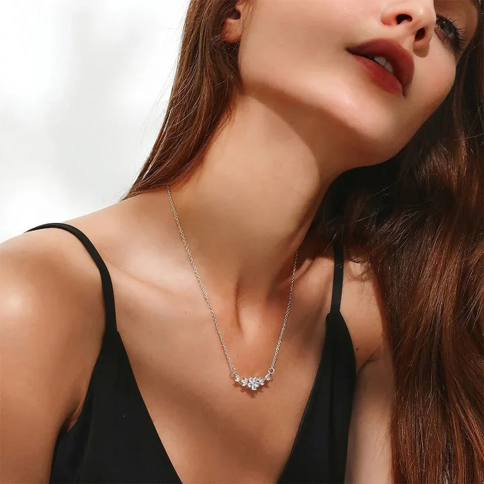 BowLift | Dainty Diamond Floral Petals Necklace