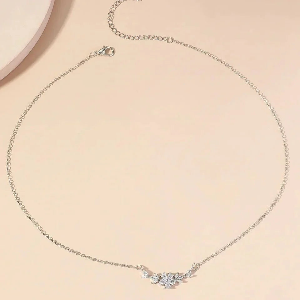 BowLift | Dainty Diamond Floral Petals Necklace