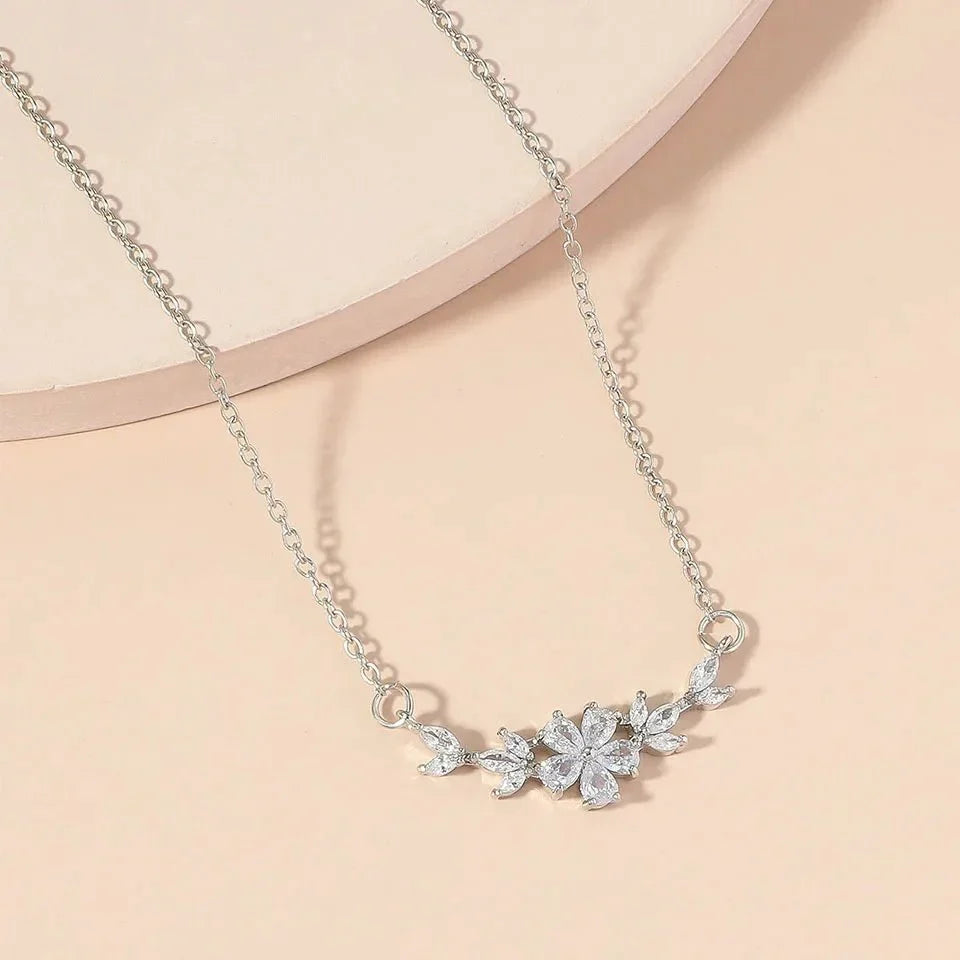 BowLift | Dainty Diamond Floral Petals Necklace