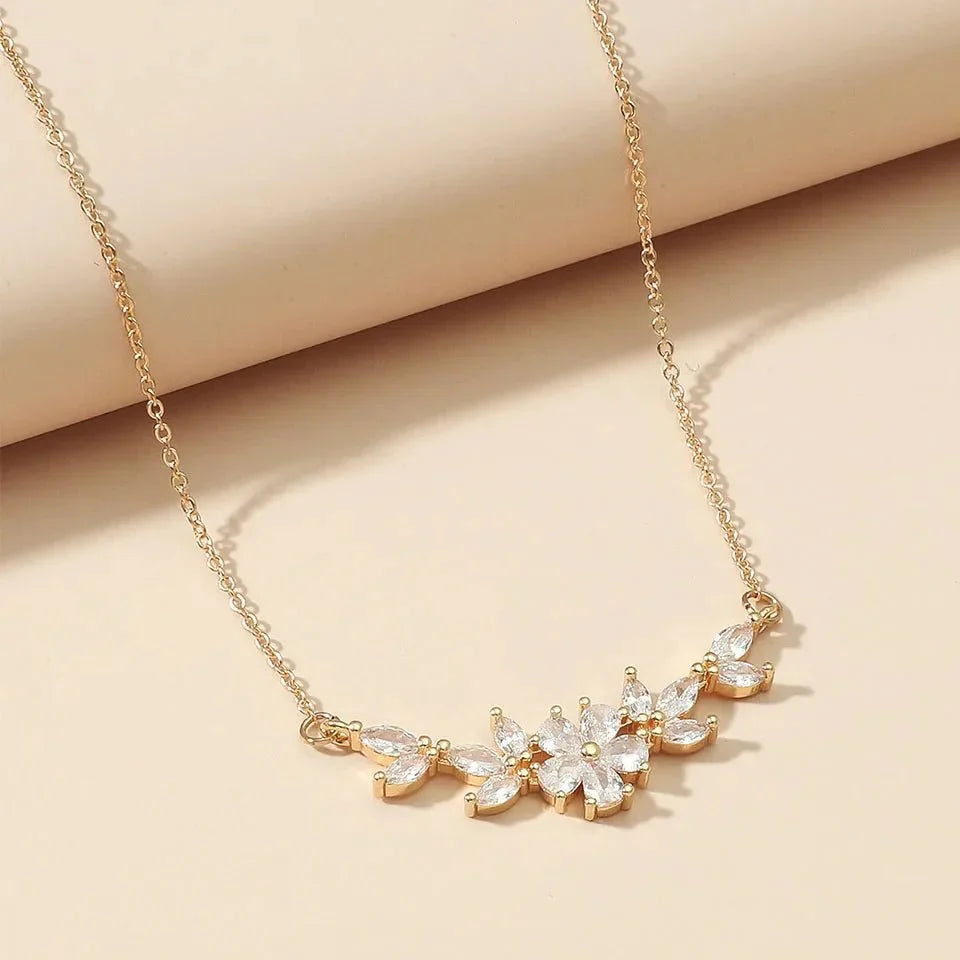 BowLift | Dainty Diamond Floral Petals Necklace