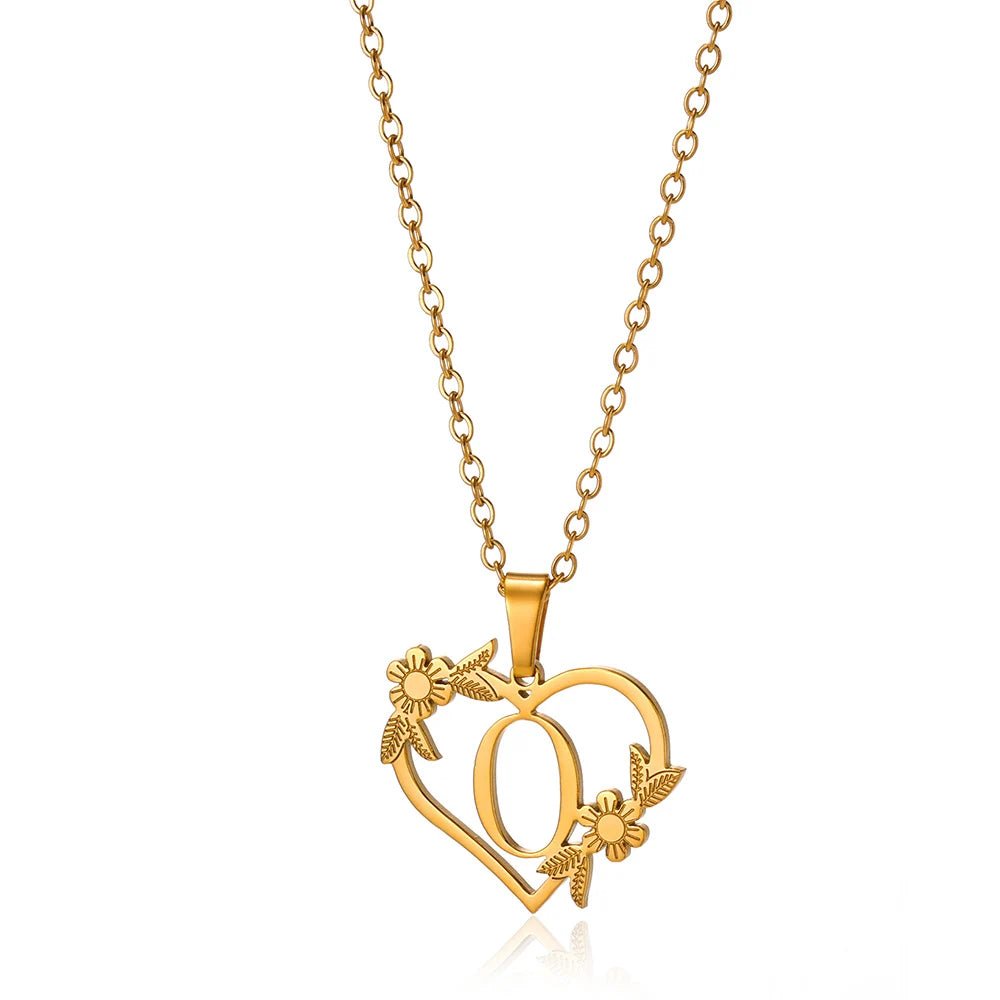 BowLift | Dainty Floral Heart Letter Initial Necklace