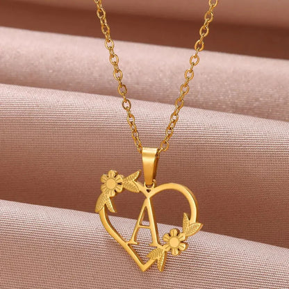 BowLift | Dainty Floral Heart Letter Initial Necklace
