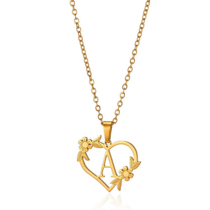 BowLift | Dainty Floral Heart Letter Initial Necklace